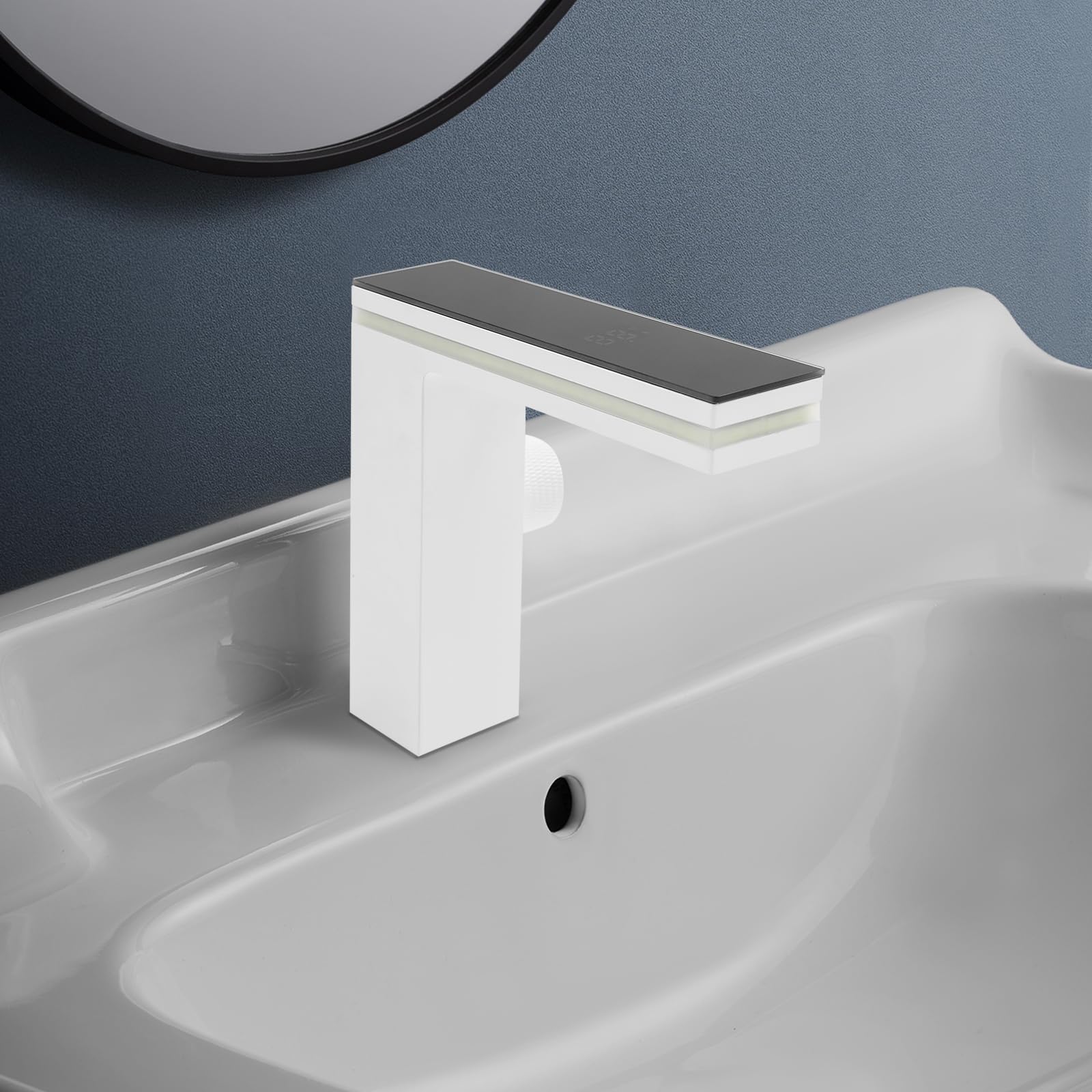 Grifo con sensor de infrarrojos, grifo de lavabo con indicador de temperatura, pantalla digital, grifo mezclador de agua fría caliente, grifo de baño sin contacto