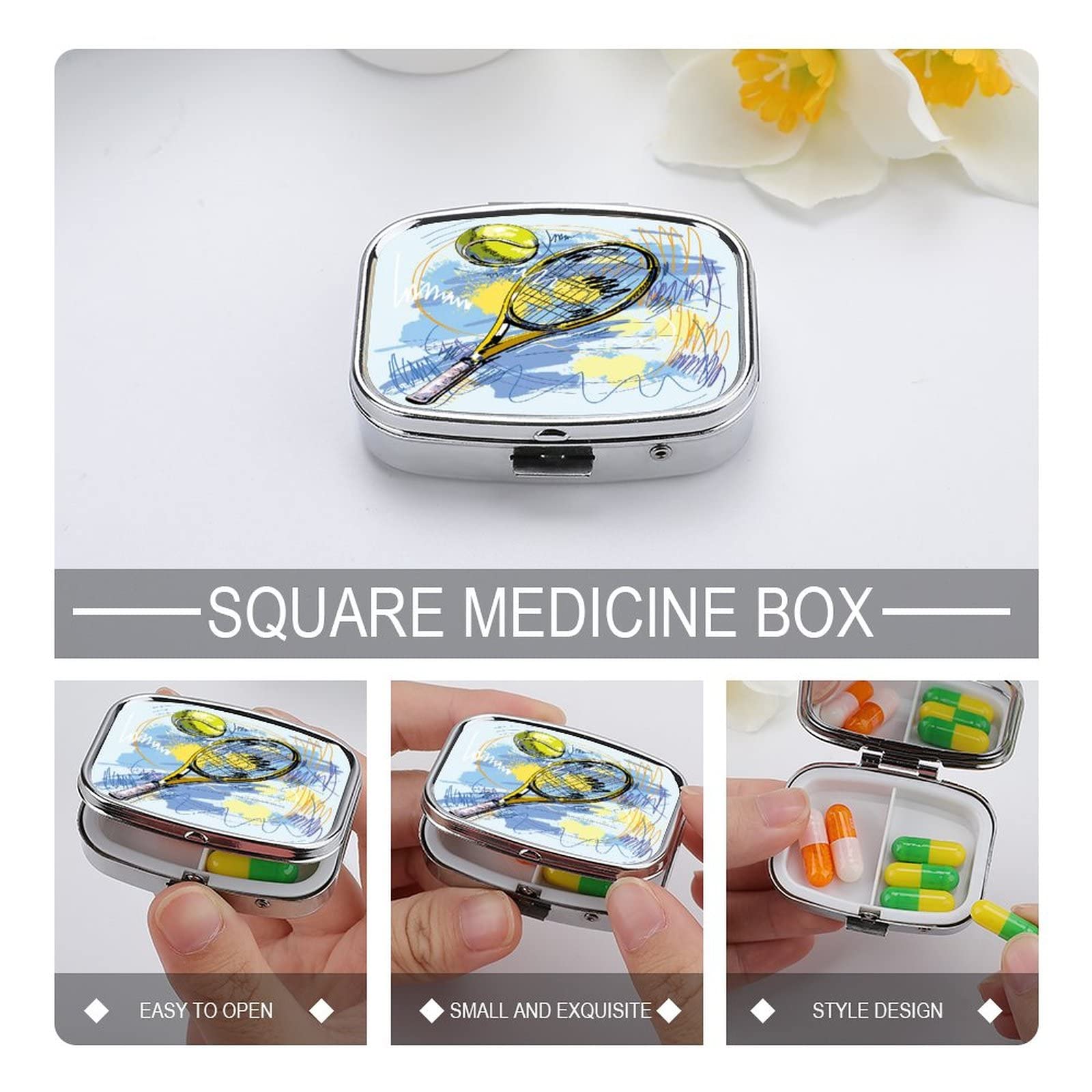 Pilulier En Métal À 2 Compartiments Base-Ball Pour Médicaments, Vitamines, Voyages En Plein Air (Divers Motifs)