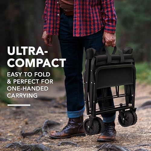 Miniatura 4 de Carro plegable y resistente con mayor capacidad, perfecto para ir de compras, eventos deportivos, comestibles, mudanzas, camping, lavandería, playa,