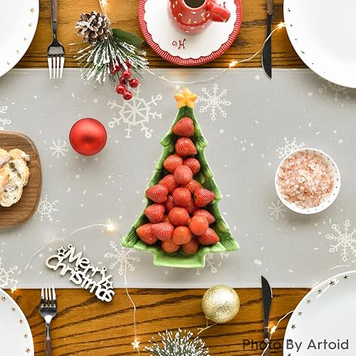 Miniatura 4 de Artoid Mode Camino de mesa de invierno con diseño de copo de nieve gris y muñeco de nieve Let it Snow, decoración de mesa de comedor de cocina de