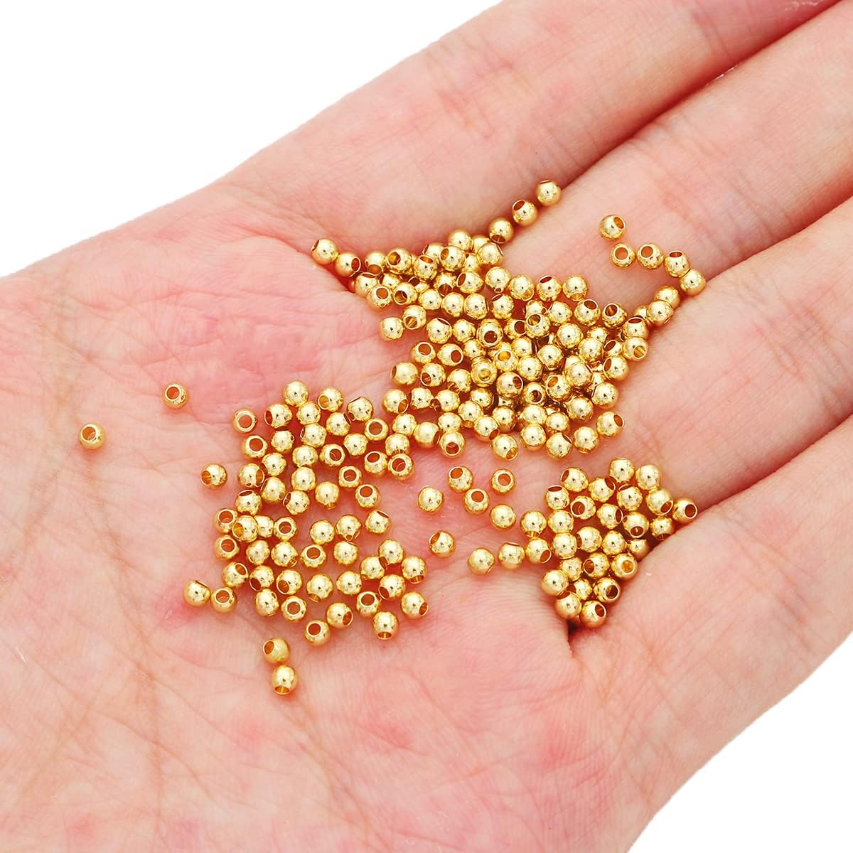14K Gold Plated Round Spacer Beads 2.5mm 500pcs for Jewelry Making Findings Non Tarnish - Image 3