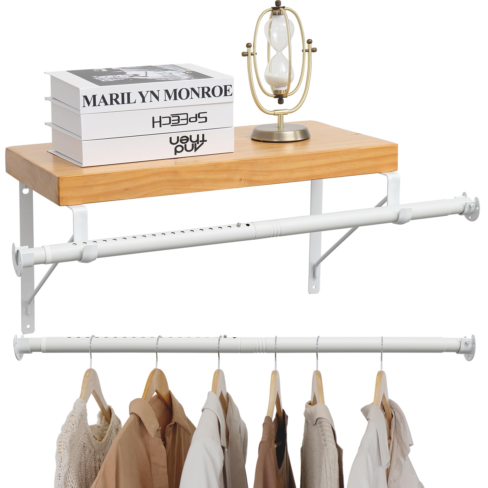 Tringle à Vêtements Extensible Blanche - De 40 Cm à 2,12 M, Avec Supports En U Pour Fixation Murale - 2