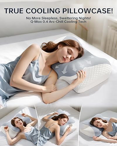 Miniatura 4 de Almohada de espuma viscoelástica para cuello y hombro, almohada cervical ergonómica ajustable con gel refrescante, soporte de contorno para personas