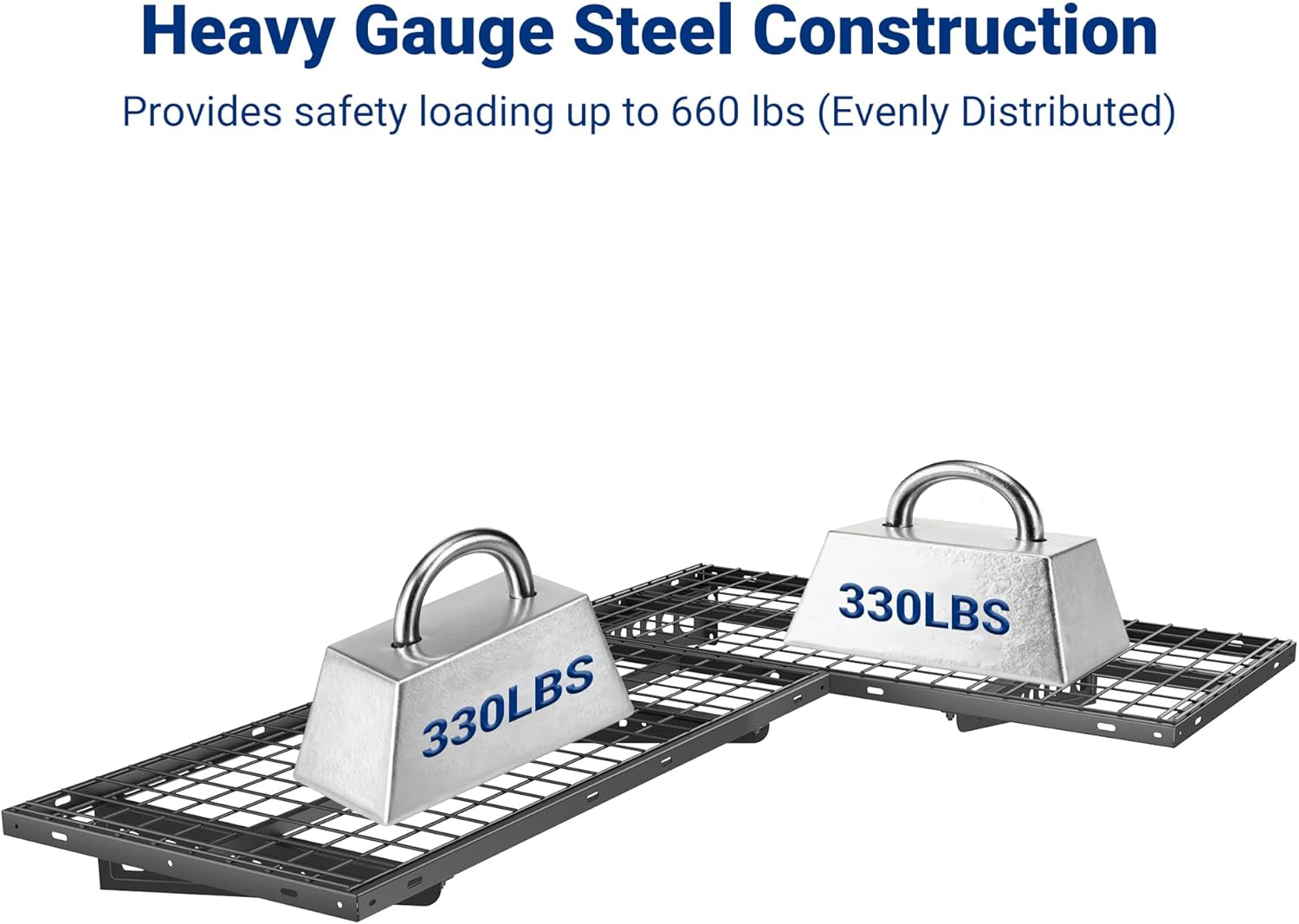 FLEXIMOUNTS 2 Pack 2x4ft Corner Wall Shelving Garage Storage Rack, 24x48 inch Floating Shelves, 660lbs Total Weight Capacity, Black, Pro Series - Image 4