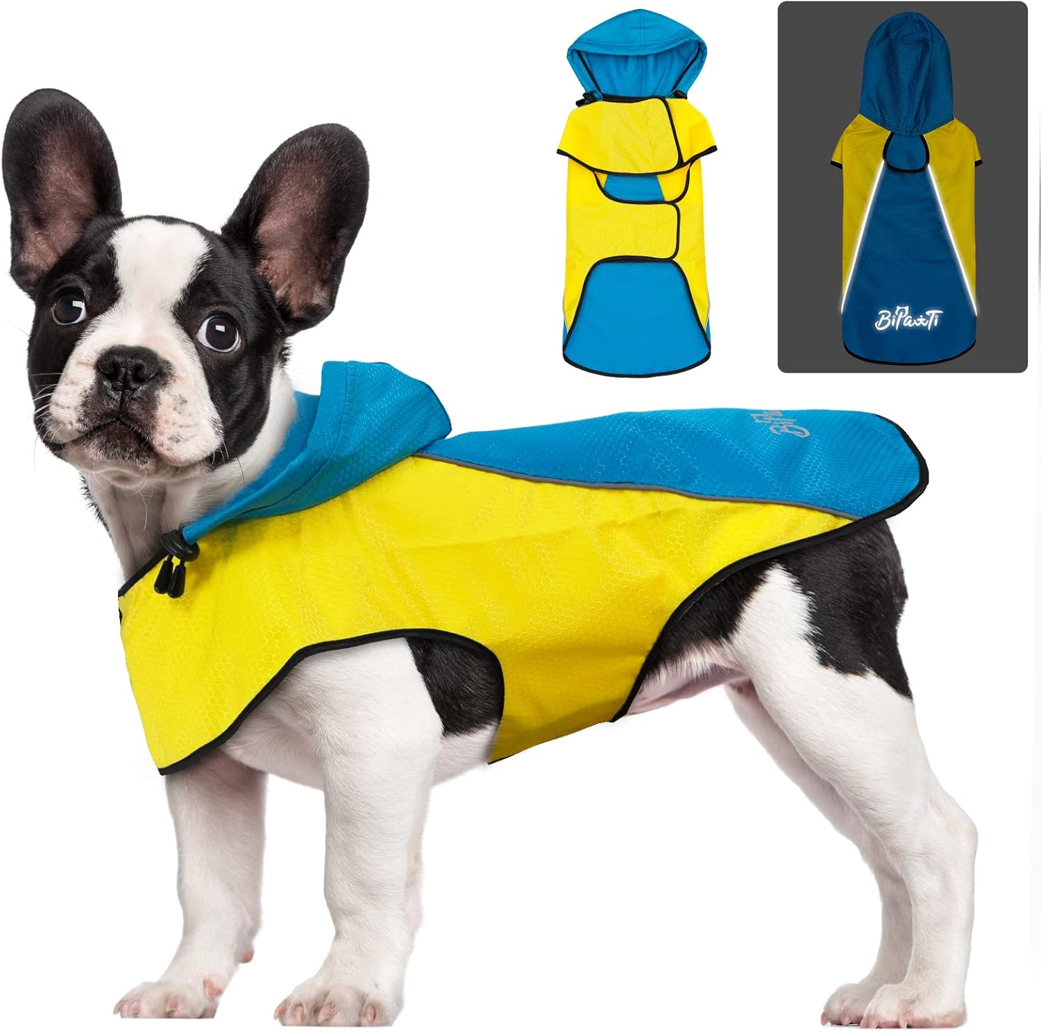 Dog Raincoats Waterproof, Dog Rain Coats with Hood & Safe Reflective Strips, Hooded Slicker Dog