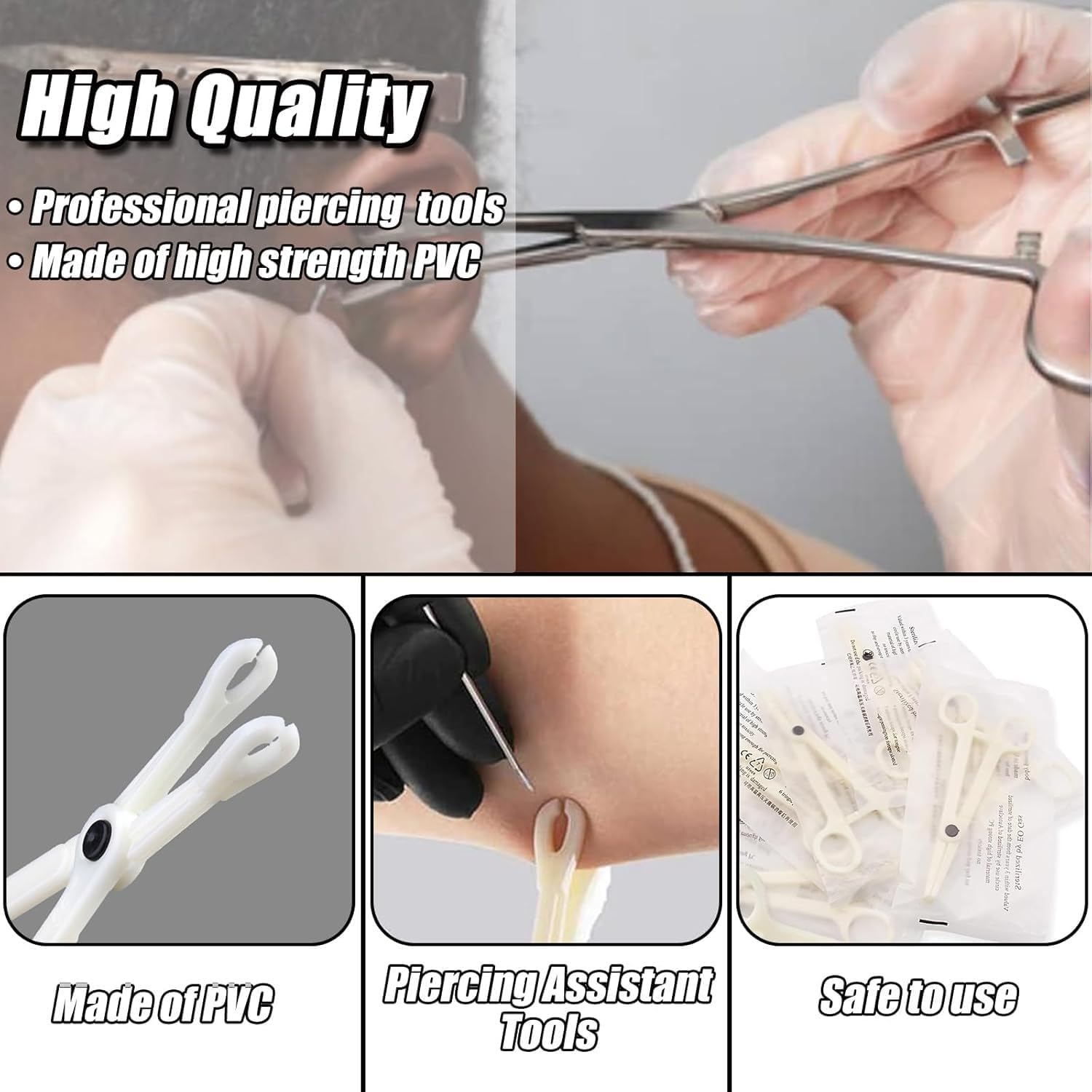 20Pcs Disposable Piercing Forceps Clamp Slotted Navel Forceps Piercing Plier Tattoo Piercing Tools Piercing Supplies