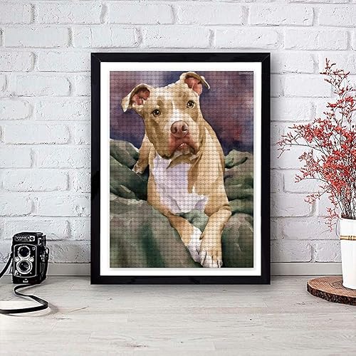 Miniatura 3 de Kits de pintura de diamantes 5D para adultos, pintura de diamante Pitbull, lindo cachorro, perro, taladros completos, arte de diamantes de imitación