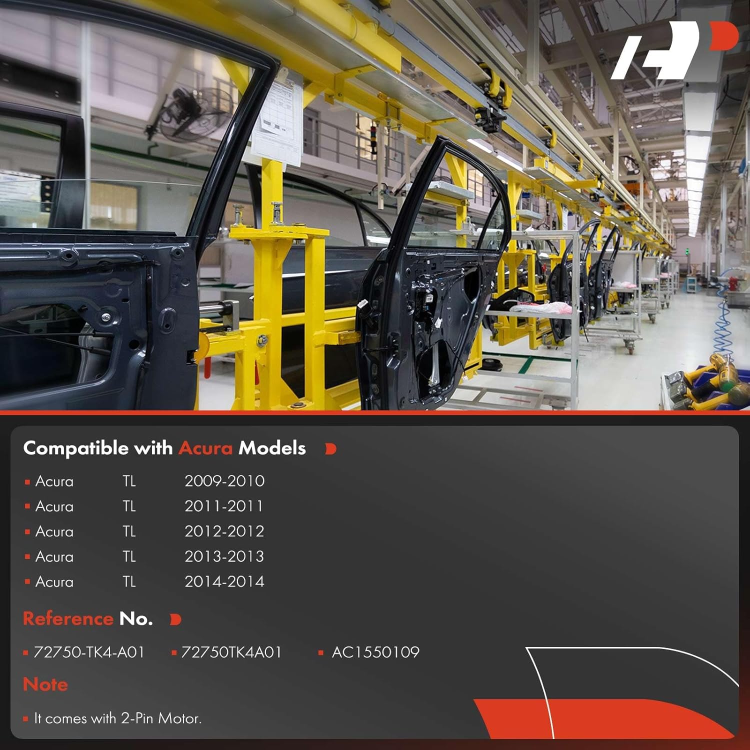 A-Premium Power Window Regulator with Motor Rear Driver Side Compatible with Acura TL 2009-2014