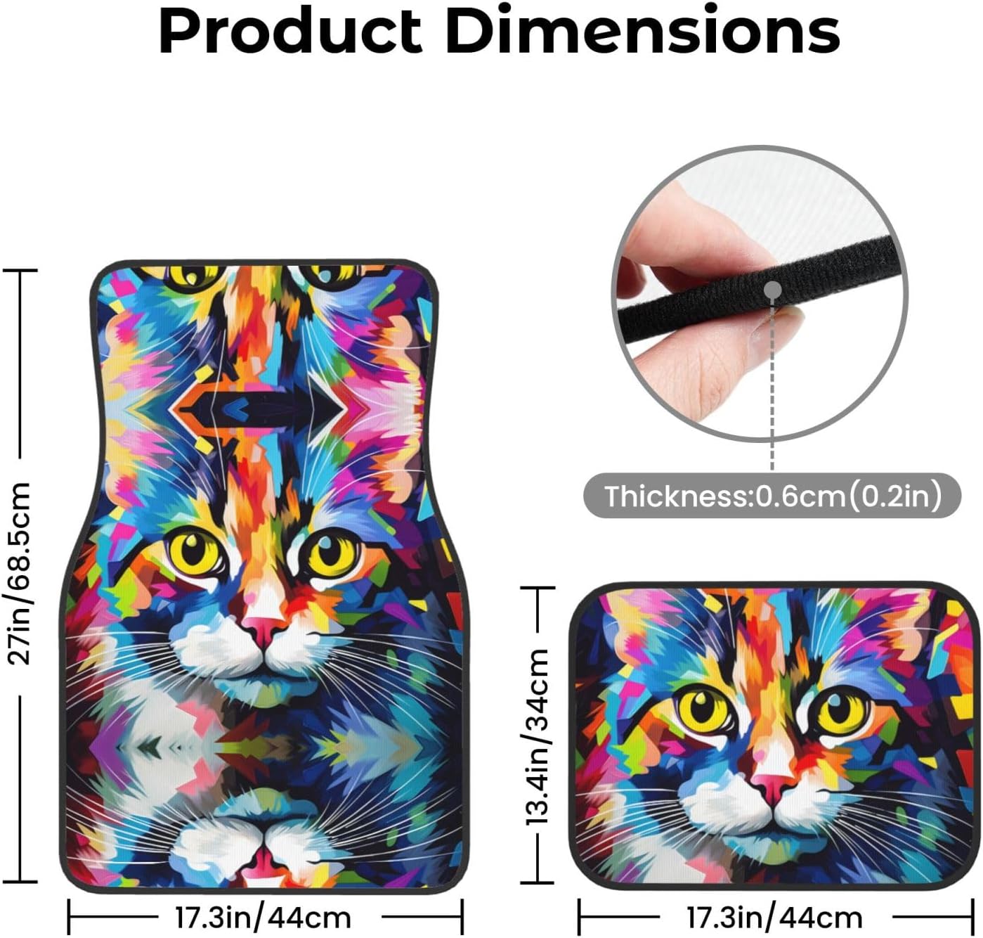 Painted Cats Patterned car mats 4-piece set | For cars/SUVs/trucks | Firm fit without displacement