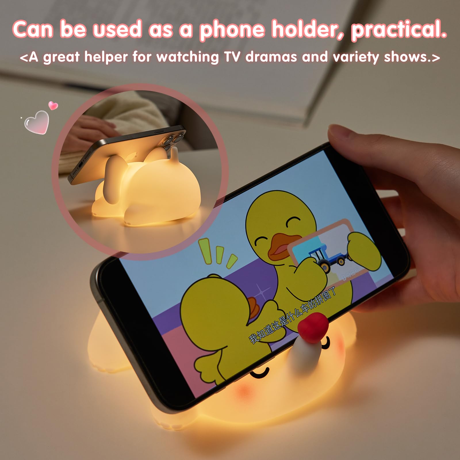 YR YRHH-PET Süßes Herz Elefant Nachtlicht, LED Squishy Neuheit Tier Niedliche Lampe, Lebensmittelqualität Silikon Nachtlicht, Dimmbar Leuchtende Elefant Dekor für Zimmer College, Jungen Mädchen Weiß