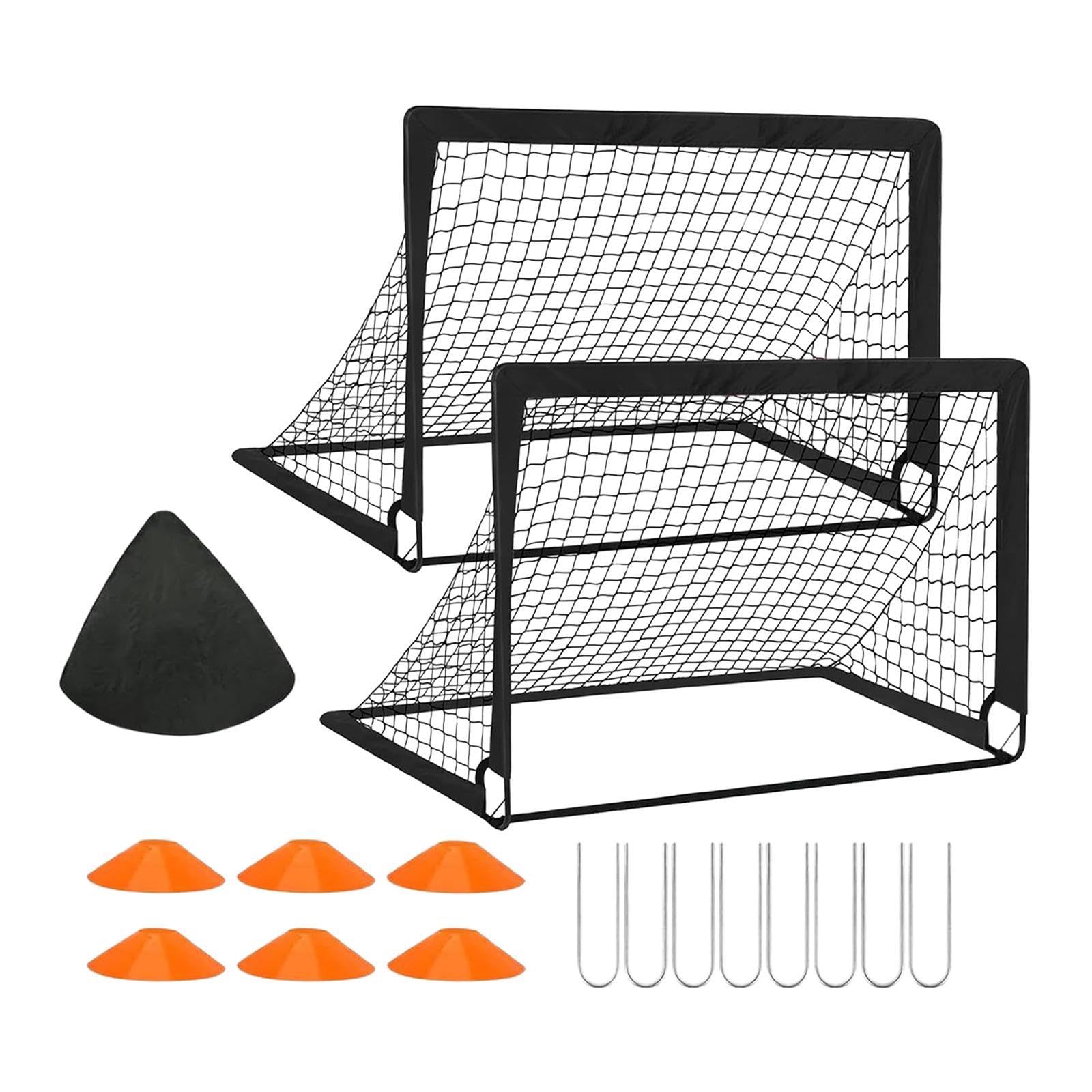 2 Piezas Portería de Fútbol Infantil Set Práctico Balón Bombilla Conos Montaje Fácil Y Bolsa Transportable Fibra de Vidrio Adecuado para