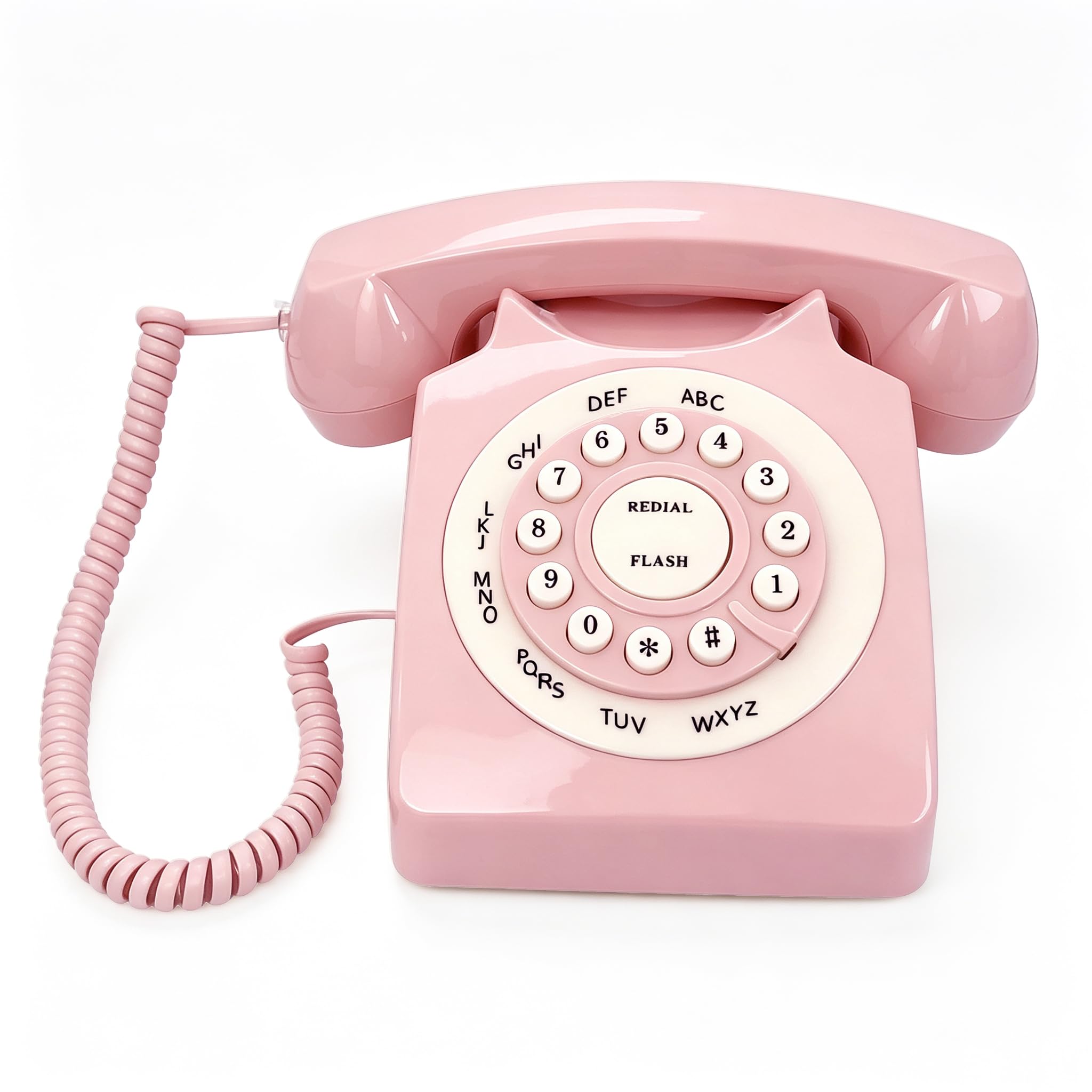 Teléfono Fijo con Cable Retro, Estilo Vintage, para el hogar y la Oficina, con Cable, Regalo para Personas Mayores (Rosa)
