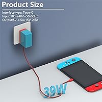 Vista 2 de 39 W para cargador Nintendo Switch, cable adaptador de corriente alterna, cable de alimentación para interruptor controlador OLED Lite 15V 2.6A USB