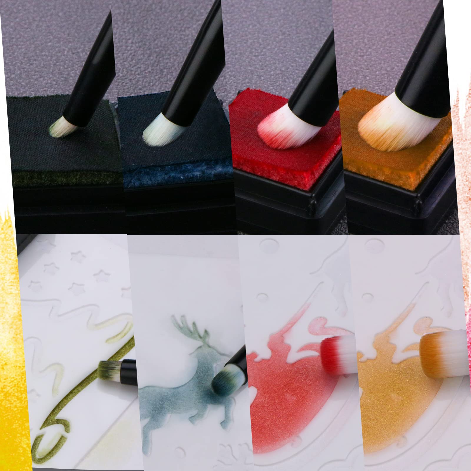 UNIMEIX Mini pinceles de mezcla para hacer tarjetas, juego de pintura seca en miniatura, pinceles de pintura de fondo para mezclar pequeños pinceles de acuarela (4 unidades)