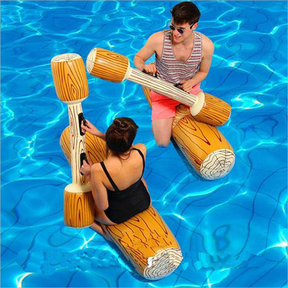 4 Pcs Package Inflatable Floating Water Toys Aerated Battle Logs,Floating Bed Pool Lounger Giant Floats Ride Boat Raft for Pool Party Beach Swimming Pool Toys for Adult and Kids