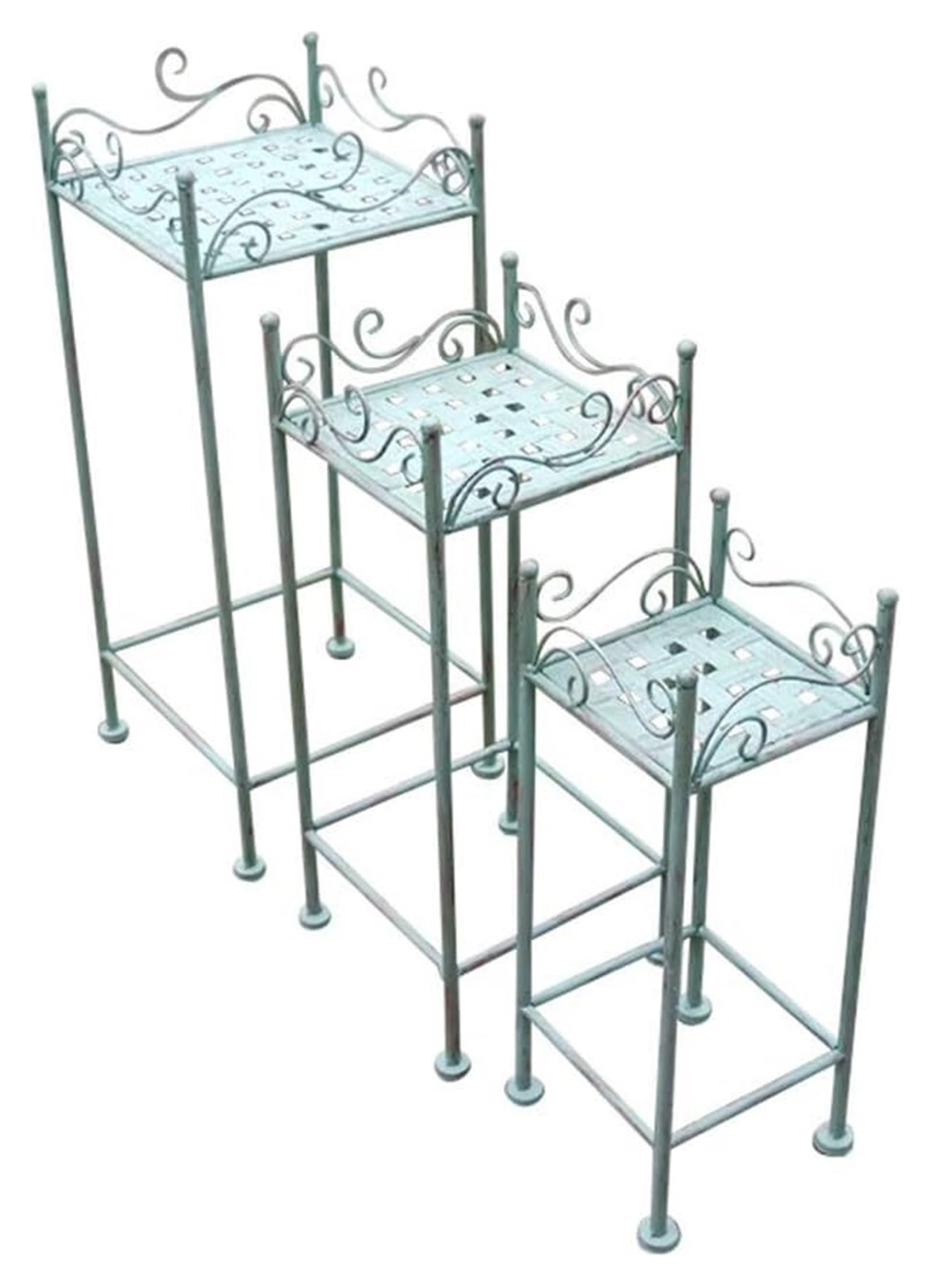 SnamicE Metal Plant Stand Set of 3 Flower Pot Display Holder Potted Rack Bonsai Shelf Sturdy Plant Display Stand for Indoor and Outdoor Use,