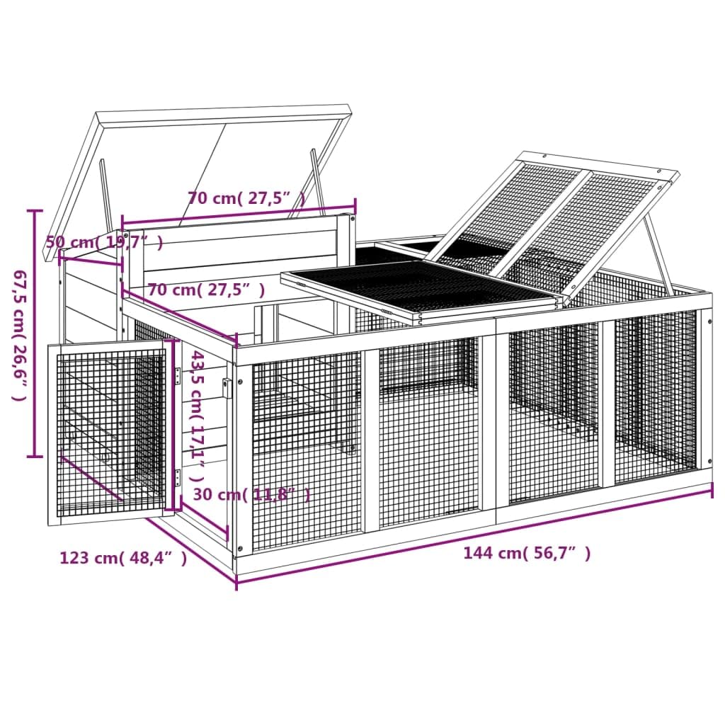 Conejera de Madera Maciza de Pino Moca 144x123x67,5 cm, Xichuzi Jaula Cobaya, Jaulas para Conejos, Jaula Hamster, Casa Conejo, Casita Conejo, Conejo