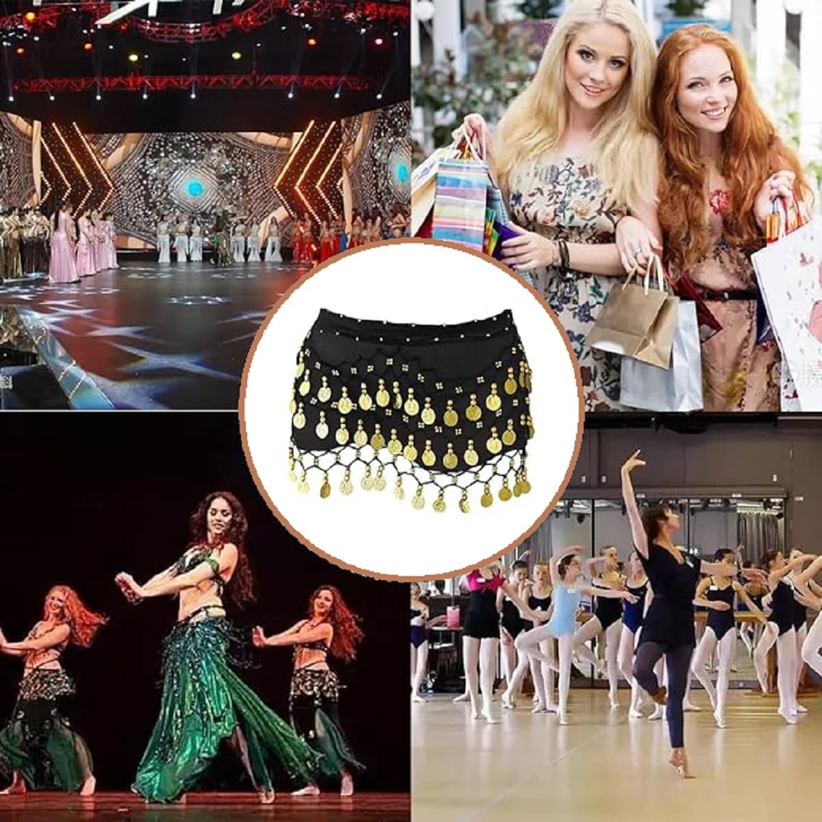 Kiuiom Gonna Danza Ventre, Cintura, Sciarpa, Ballo di Pancia, Belly Dance Hip Scarfs, Cintura Danza Indiana, Foulard, Costume