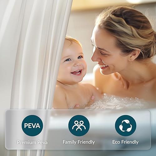 Miniatura 2 de Titanker 3G forro de PEVA para cortina de regadera, 72 x 72 pulgadas, forro plástico opaco, ligero e impermeable para cortina, para baño, con imanes
