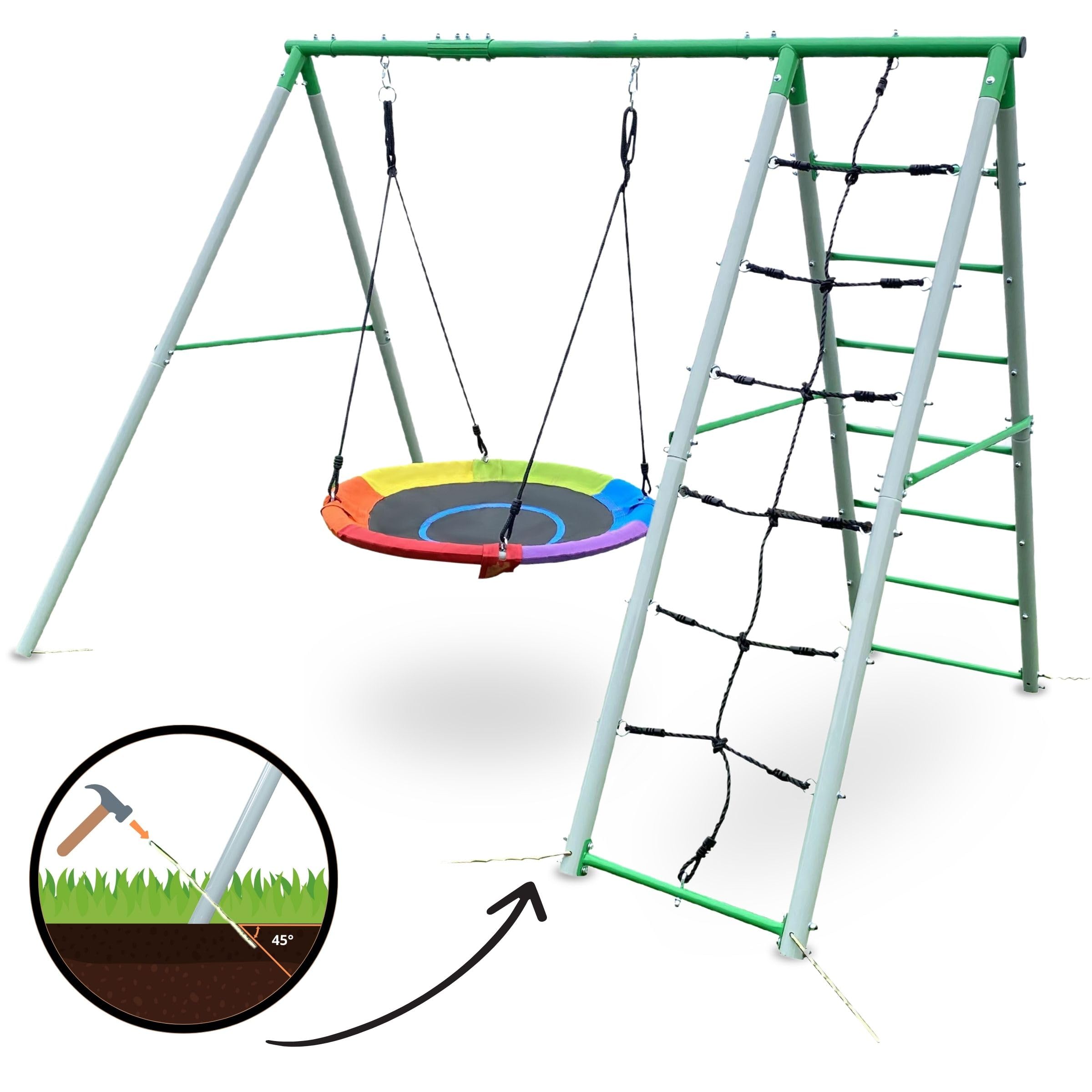 Balançoire Enfant Exterieur avec 5 Sièges Orange Aire de Jeu pour