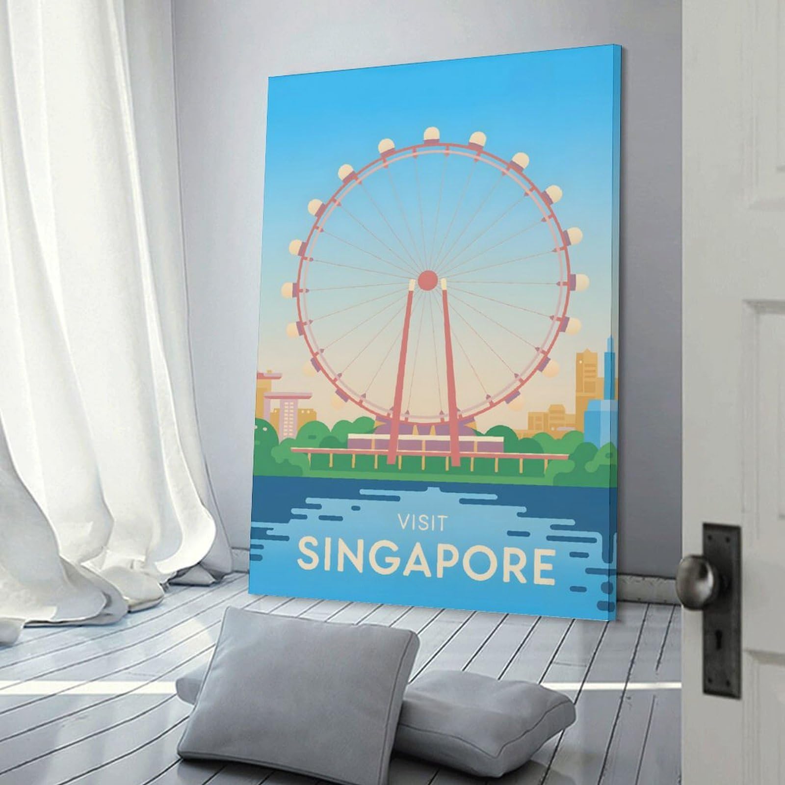 Junmoney Singapore Flyer Travel Wall Art Print 24x36inch(60x90cm), for Home, Office, Studio Or Guest Room, A Flexible Wall Accent for Shared Spaces