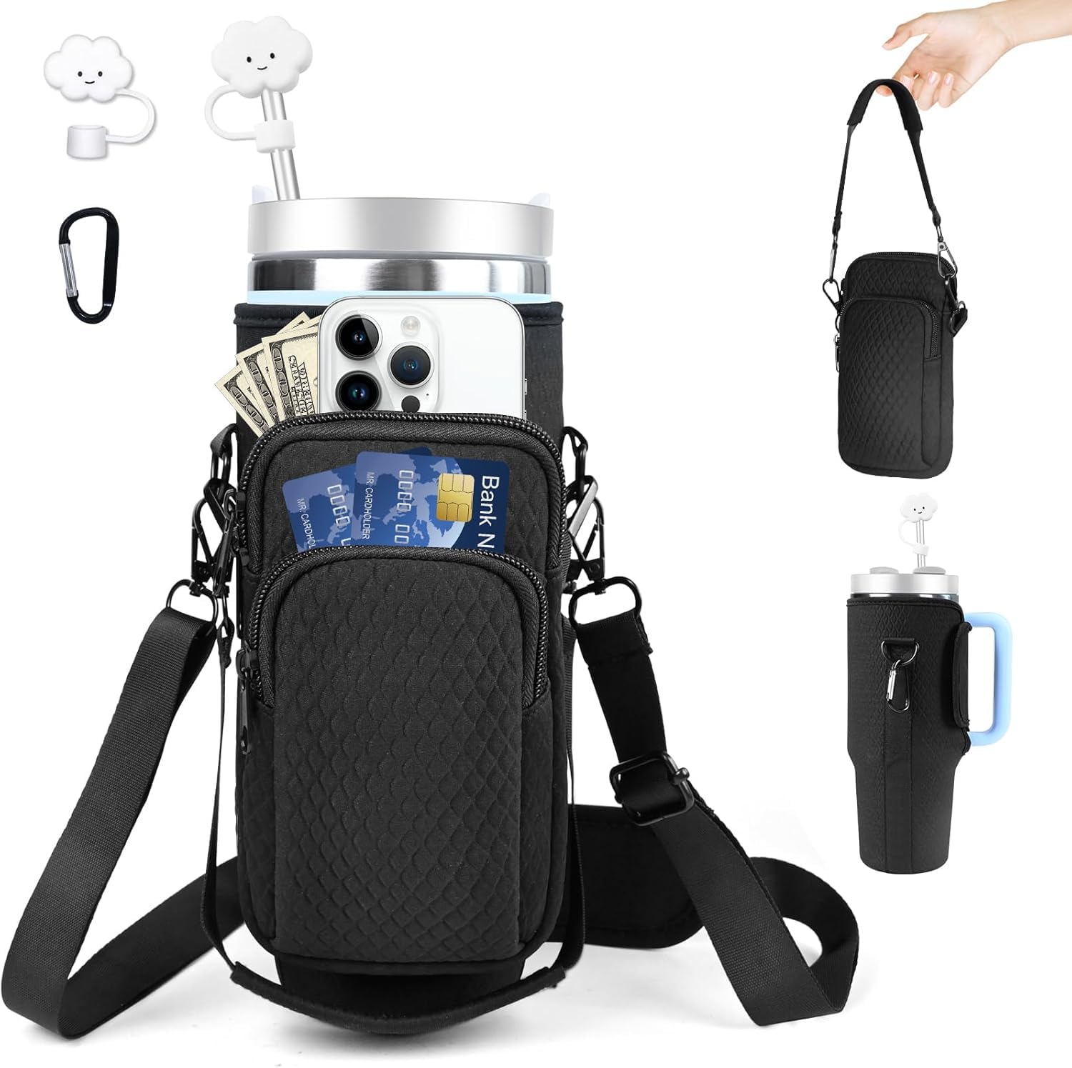 Stanley Cup Tasche Für 40oz – Wasserflaschenhalter Mit Schultergurt, Handyfach & Karabiner, Für Outdoor & Alltag