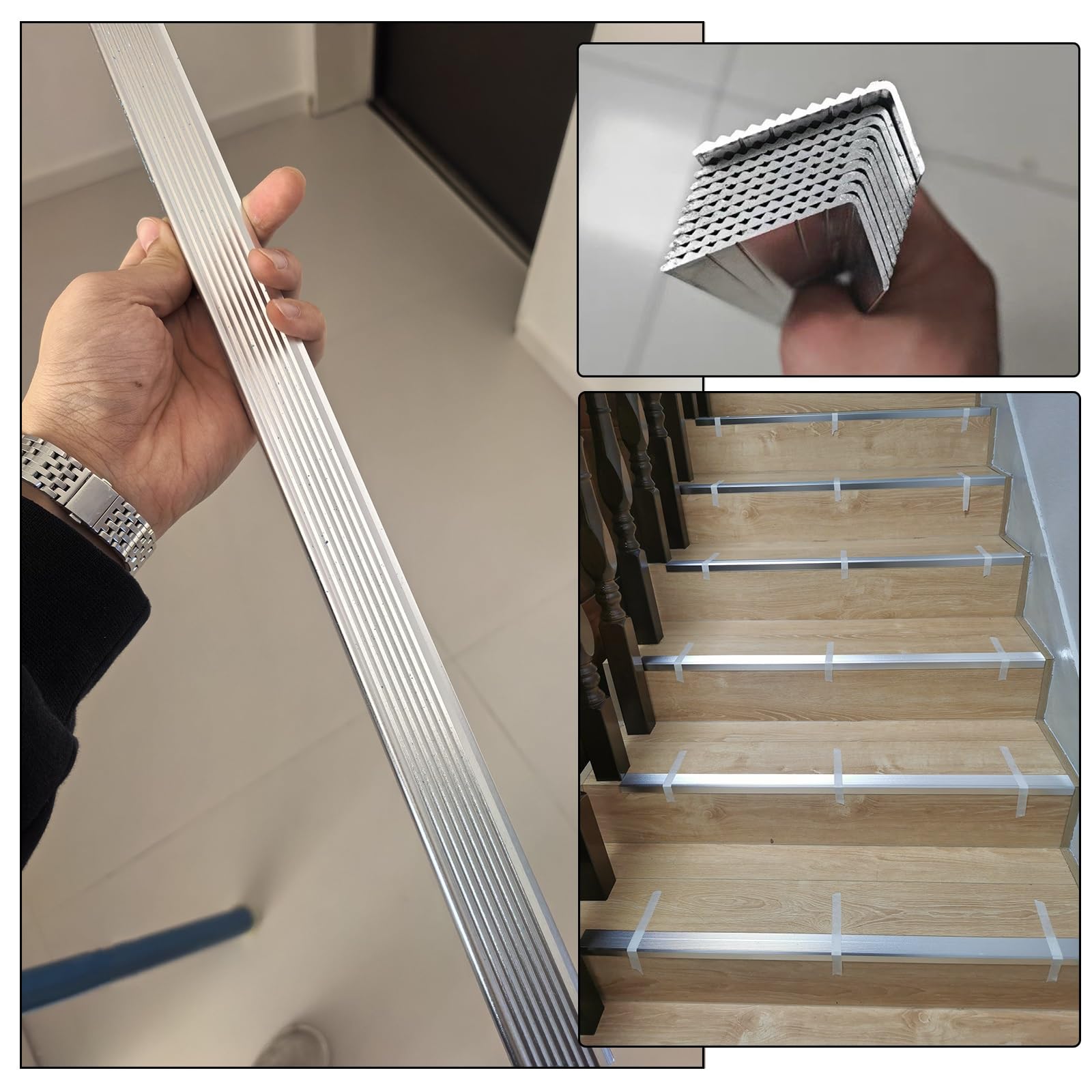 Profilo Per Gradini In Alluminio A Forma L | Antiscivolo & Protezione Angoli Per Interni(Gold,3 * 10cm)