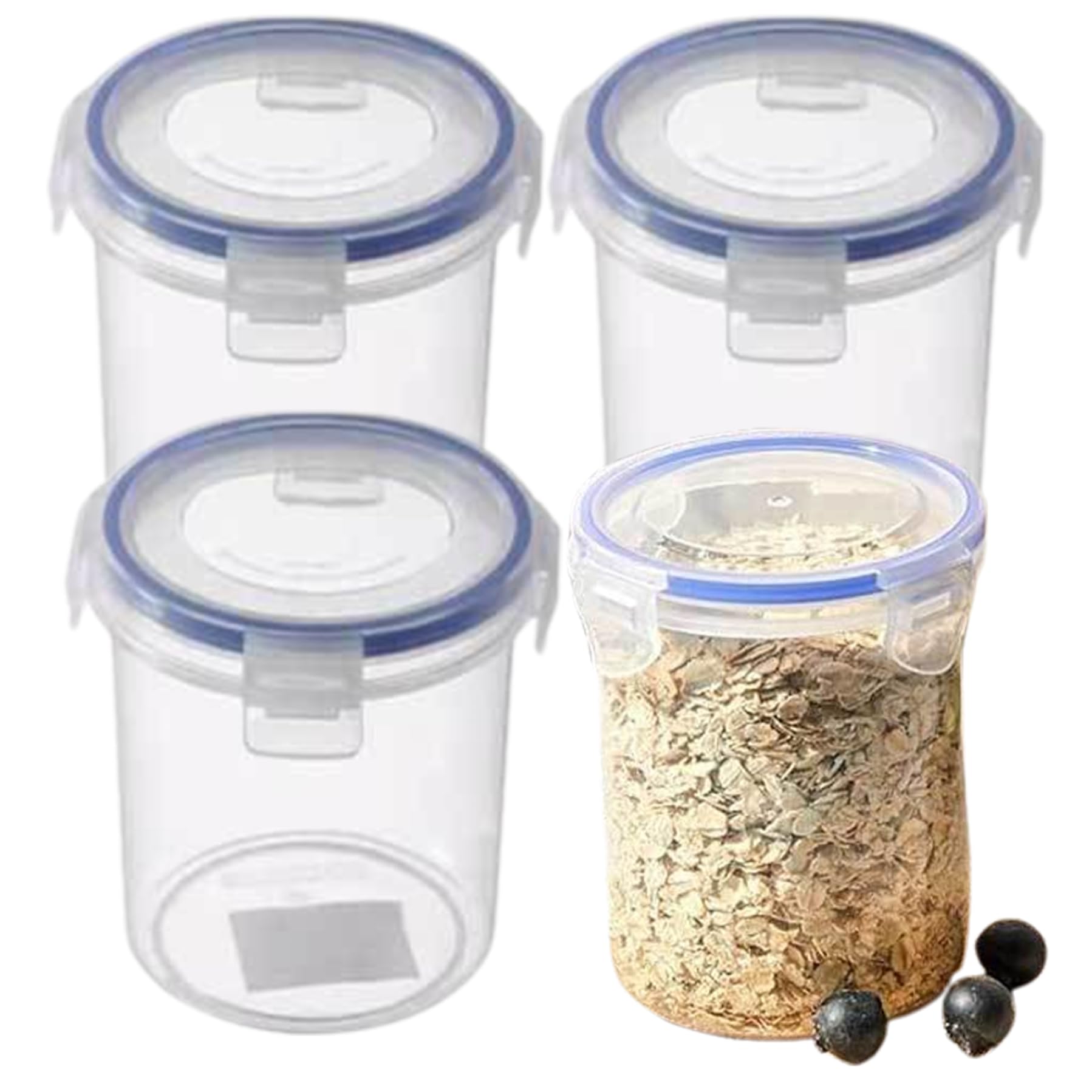 Recipientes para avena durante la noche juego de 4 vasos de yogur con tapa hermética de plástico