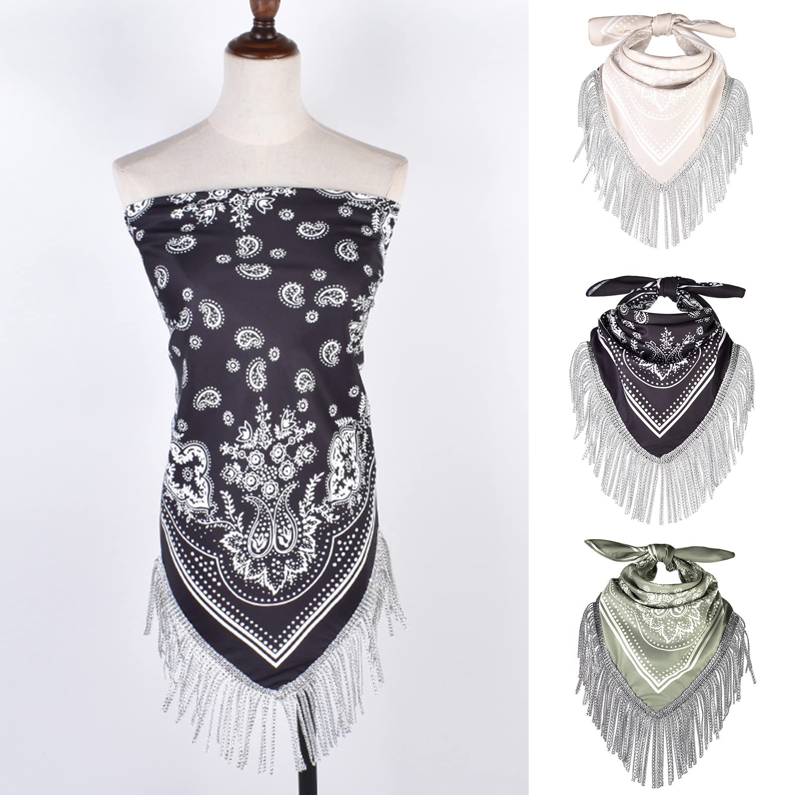 Bandanas Cowgirl Bandanas Rhinestones Fringe Scarf Rhinestones Neckerchief Bachelorette Bandanas Shawl Cowboy