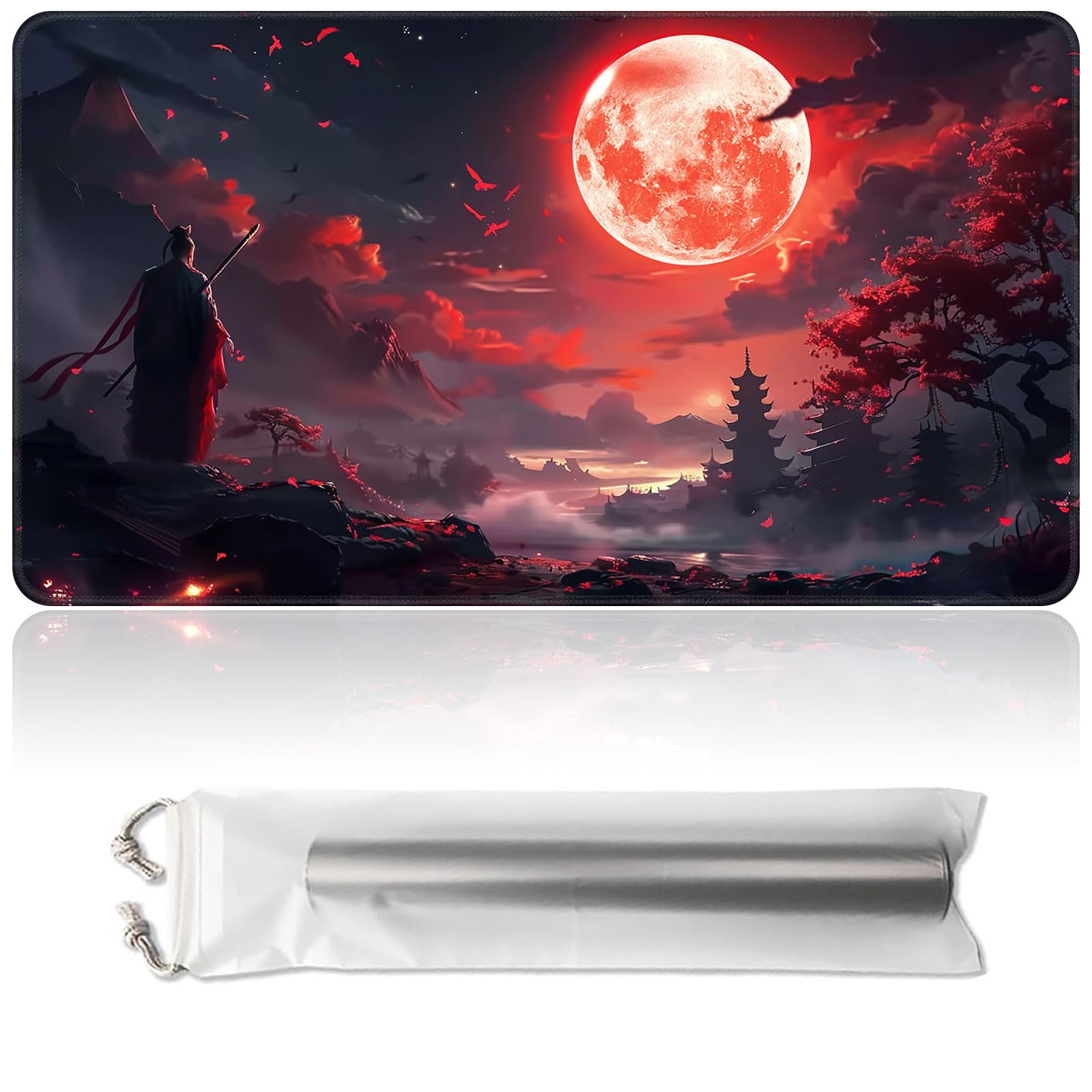 Playmat for MTG Magic Size 24x14 Inch Game Mats Tabletop Magic Play Mats, Premium Smooth Rubber Surface, Mousepad Compatible for MTG RPG CCG Trading Card Game Play mats, Blood Moon Secrets — image 1