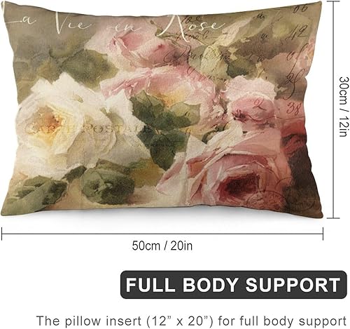 Miniatura 2 de Wreioau Funda de almohada decorativa con diseño de rosas Shabby Chic para decoración del hogar, para sala de estar, sofá, coche, acogedora funda de