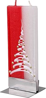 Flatyz Twin Wick Unscented Thin Flat Candle - Christmas Tree Red & White