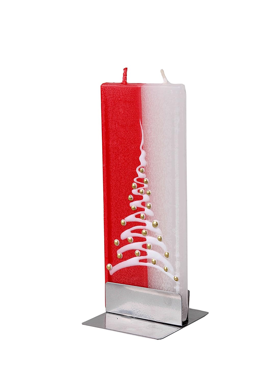 Flatyz Twin Wick Unscented Thin Flat Candle Christmas Tree Red