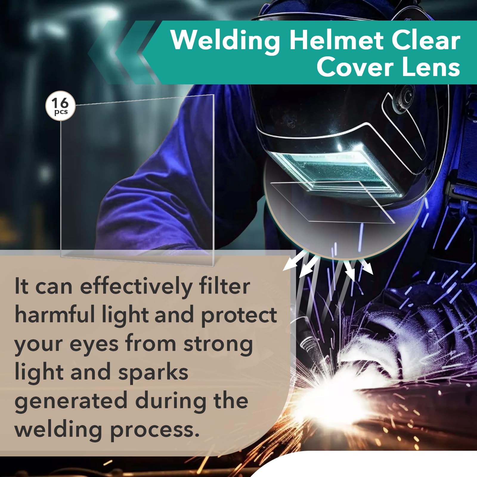 16 lentes de casco de soldadura exterior serie 3350 para Lincoln Electric Viking, lentes transparentes de 4.5 x 5.25 x 0.4 pulgadas
