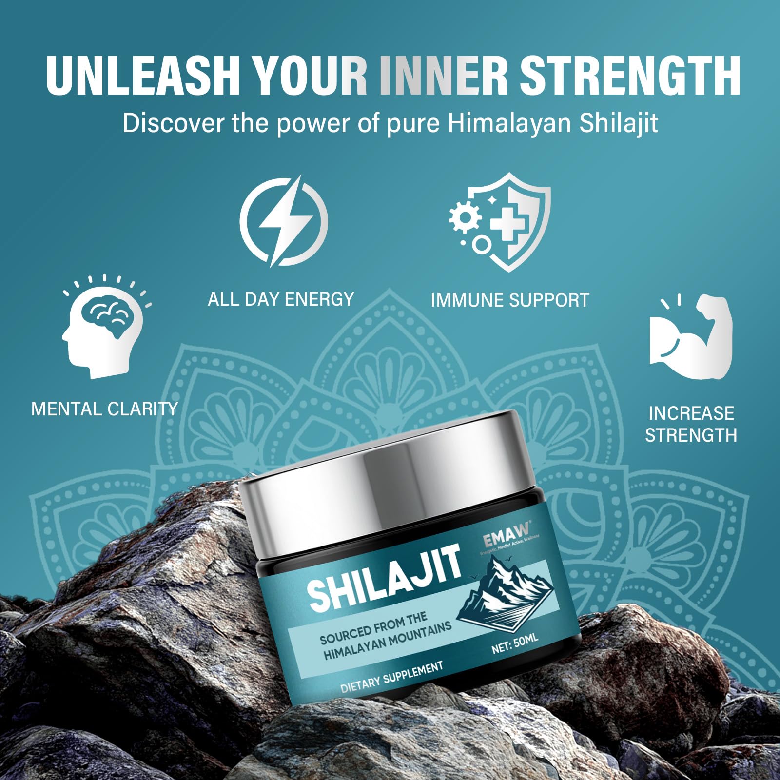 Shilajit, Shilajit Puro Originale, Ingredienti Naturali, 50g | Resina di Shilajit di Alta Qualità con Acido Fulvico e Minerali Traccia