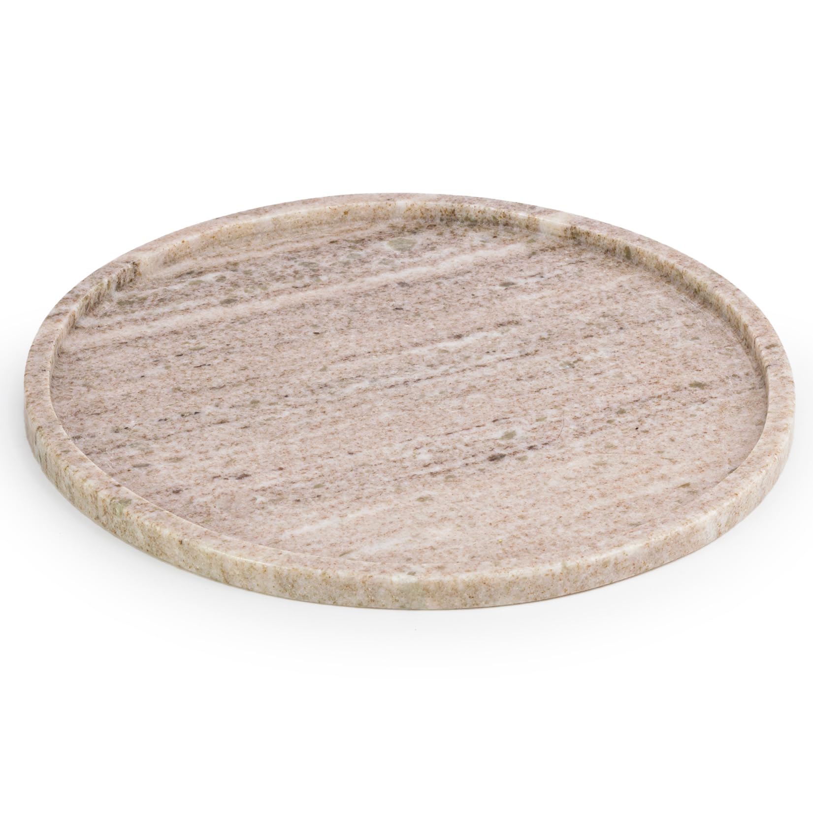 Ehc Natural Marble Bathroom Vanity Tray - Decorative Candle Tray, Countertop Sink Storage Organiser For Cosmetic, Perfume, Home Decor - Round, 26 X 26 X 1 Cm