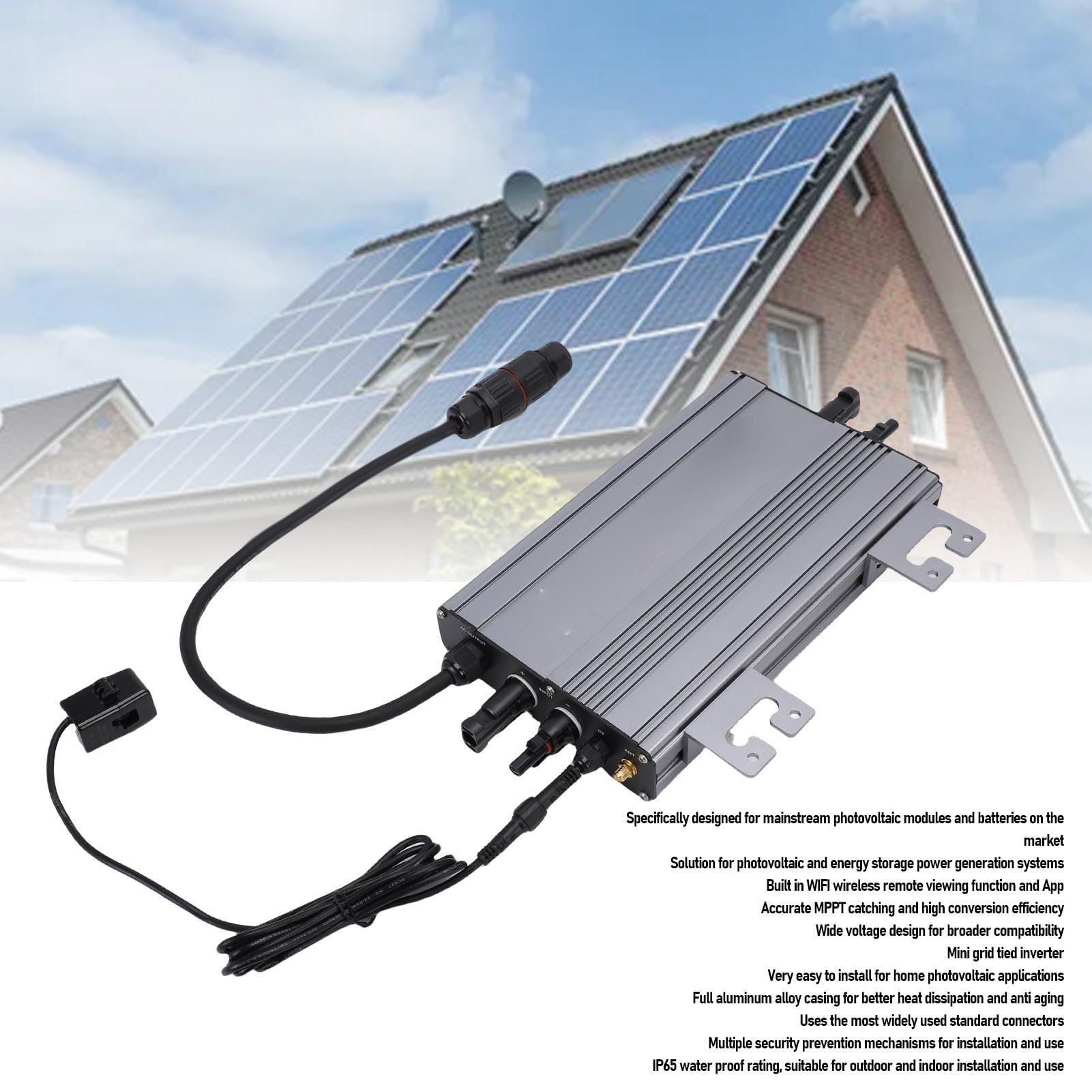 BuyWeek Onduleur Solaire 1000 W avec Contrôle WiFi Intelligent, Stockage D'énergie, Entrée PV DC 20-60 V/entrée de Batterie DC 36 V 48 vers Sortie AC 180-265, onduleur