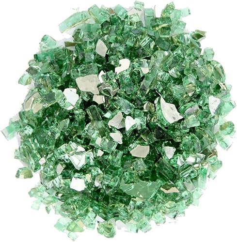 Hiland Reflective Fire Glass, 10 lb, Green