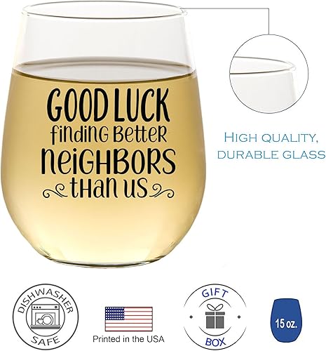 Miniatura 7 de CEDAR CRATE MARKET Regalos divertidos para vecinos, mejores regalos para vecinos, amigos que se mudan, copas de vino divertidas, despedida, copa de