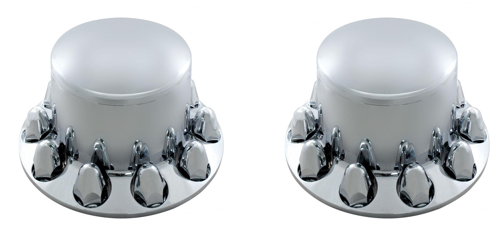 United Pacific 10256 - Axle Hub Cover - Chrome Dome Rear Axle Cover With 1-1/2" Nut Cover - Push-On