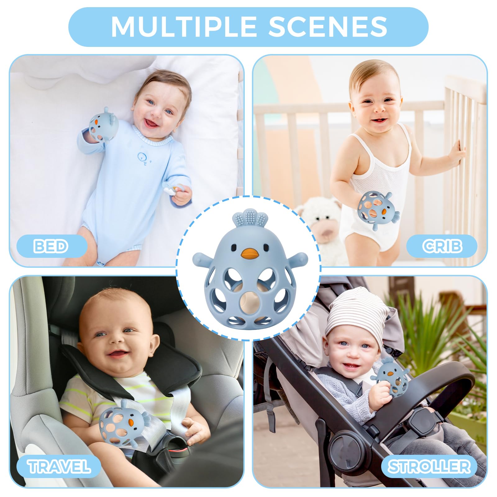 Venditer Baby Teething Rattle Toy Grasping Ball with Rattle - Image 3