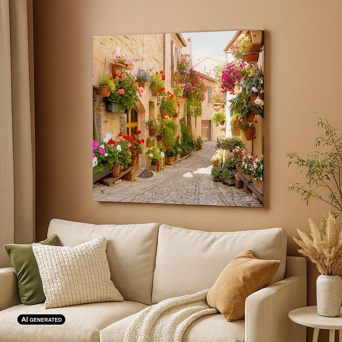 Quadro su Tela 70x50 cm Stampe da Parete Architettura Botanica - 3586 | Fiore Strada Casa Quadro Decorativo Piccolo 1 pezzo Soggiorno Camera da Letto Arte da Parete Decorazione da Parete ARTTOR