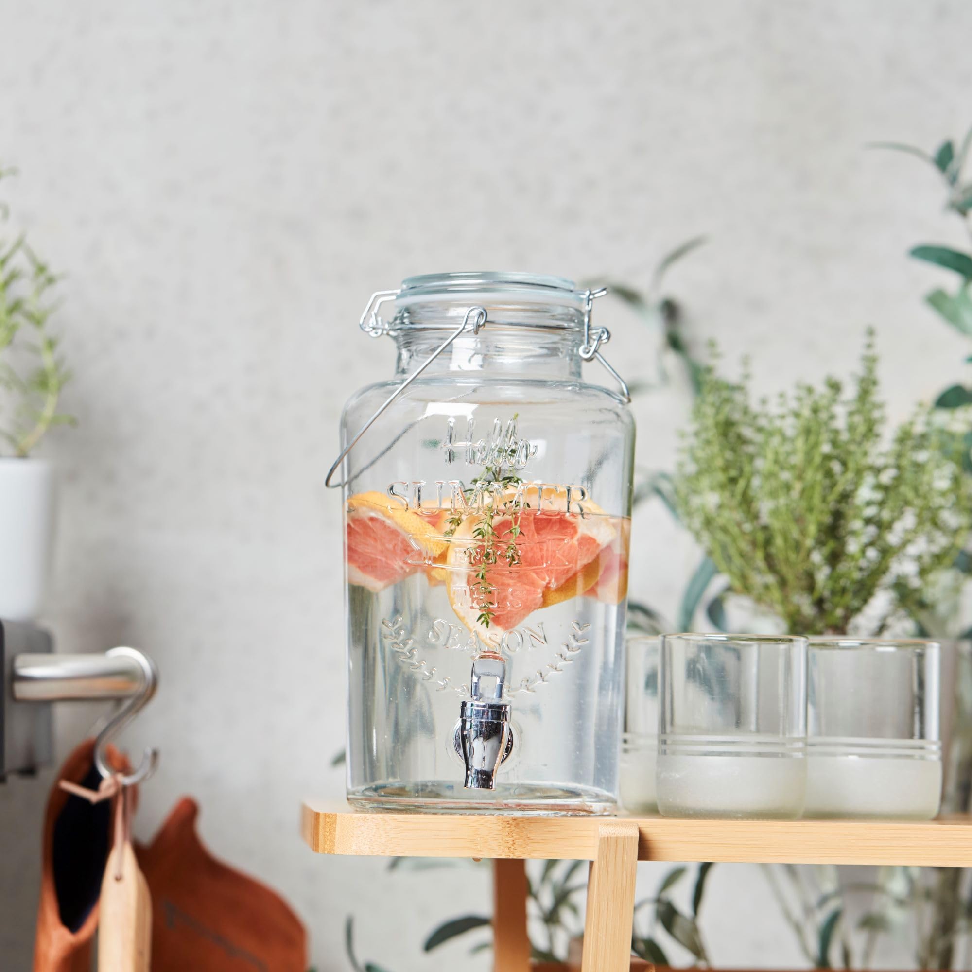 Point-Virgule Distributeur de Boissons Hello Summer Avec Robinet - Fontaine à Boisson Transparente 3L