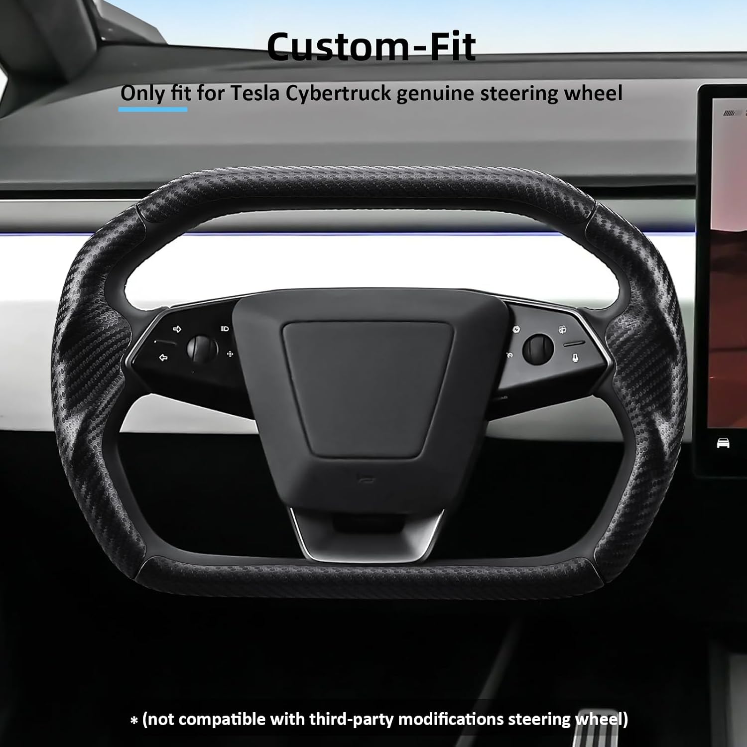 Aimato Steering Wheel Cover for Tesla Cybertruck 2023-2026 Anti-Skip Leather Steering Wheel Protector Accessories for Tesla Cybertruck, Matte Black