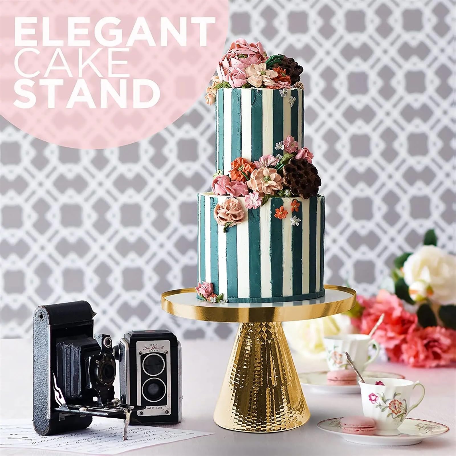 Stojak na ciasto, Zestaw metalowych stojaków na ciasto, lustrzany blat, złoty, 25 cm, 30 cm, okrągły, 2 szt., ekspozytor na desery(1pc 30cm Stand)