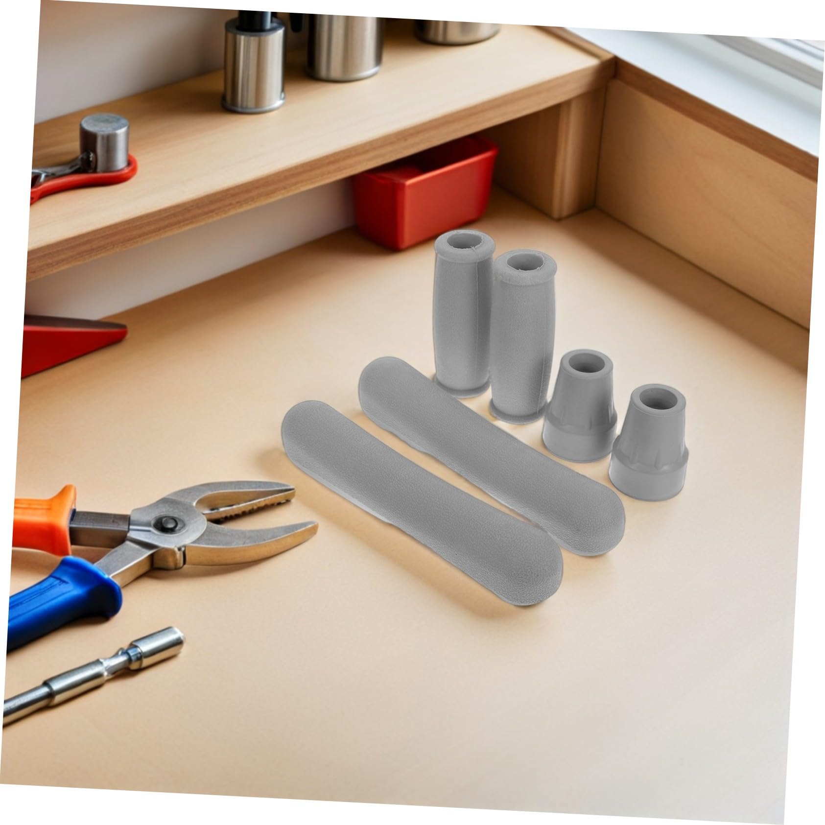 4 Set Kit Accessori per Stampelle con Cuscinetti Ascellari Morbidi Impugnature Ergonomiche Antiscivolo e Puntali in Gomma per Bastoni da Passeggio