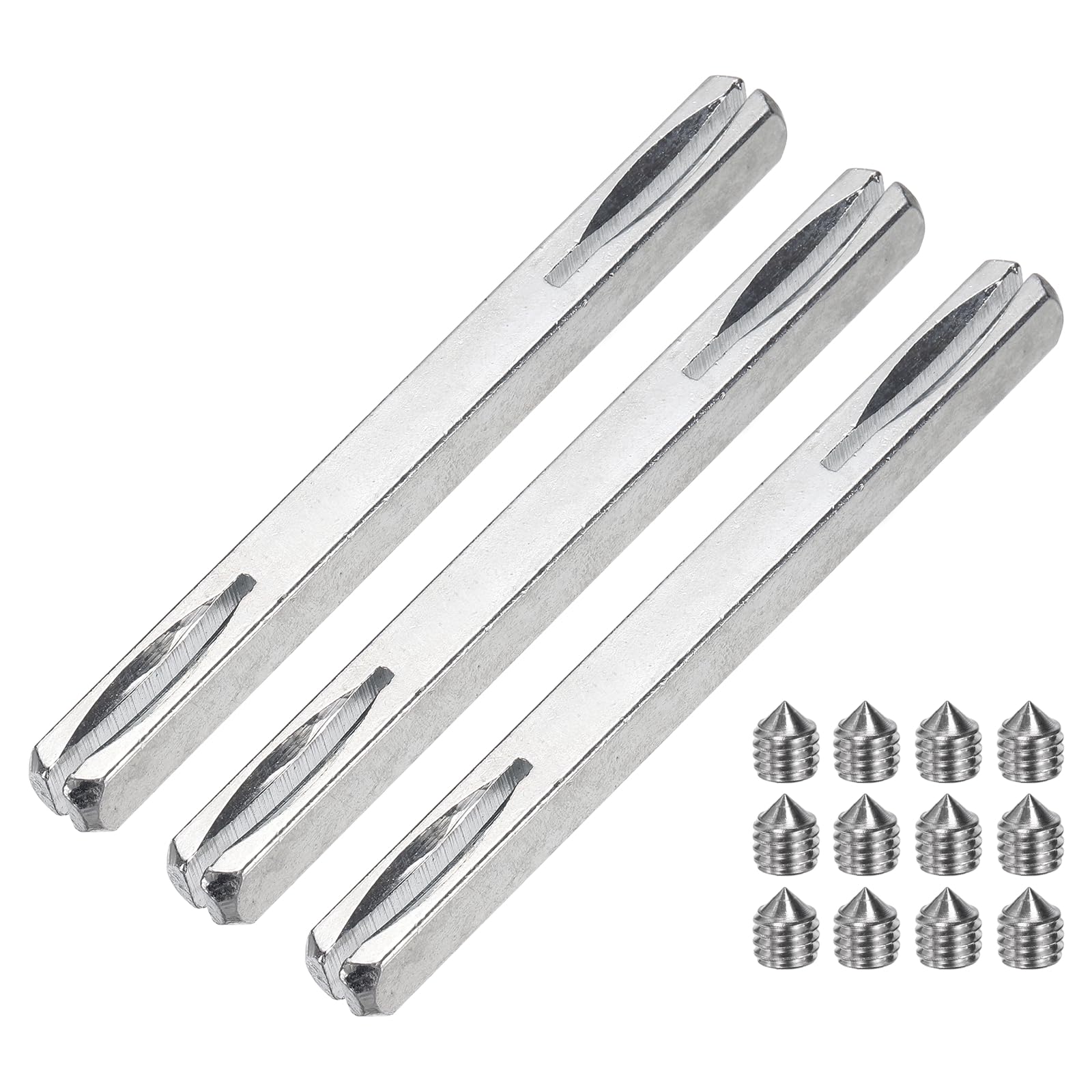 sourcing map 3 Pcs Door Knob Spindle, 95mm Long Spare Door Handle Spindle Bar with Hex Screws, Square Doors Handle Parts Lock Replacement Part for Furniture Assembly, DIY Projects, Silver Tone