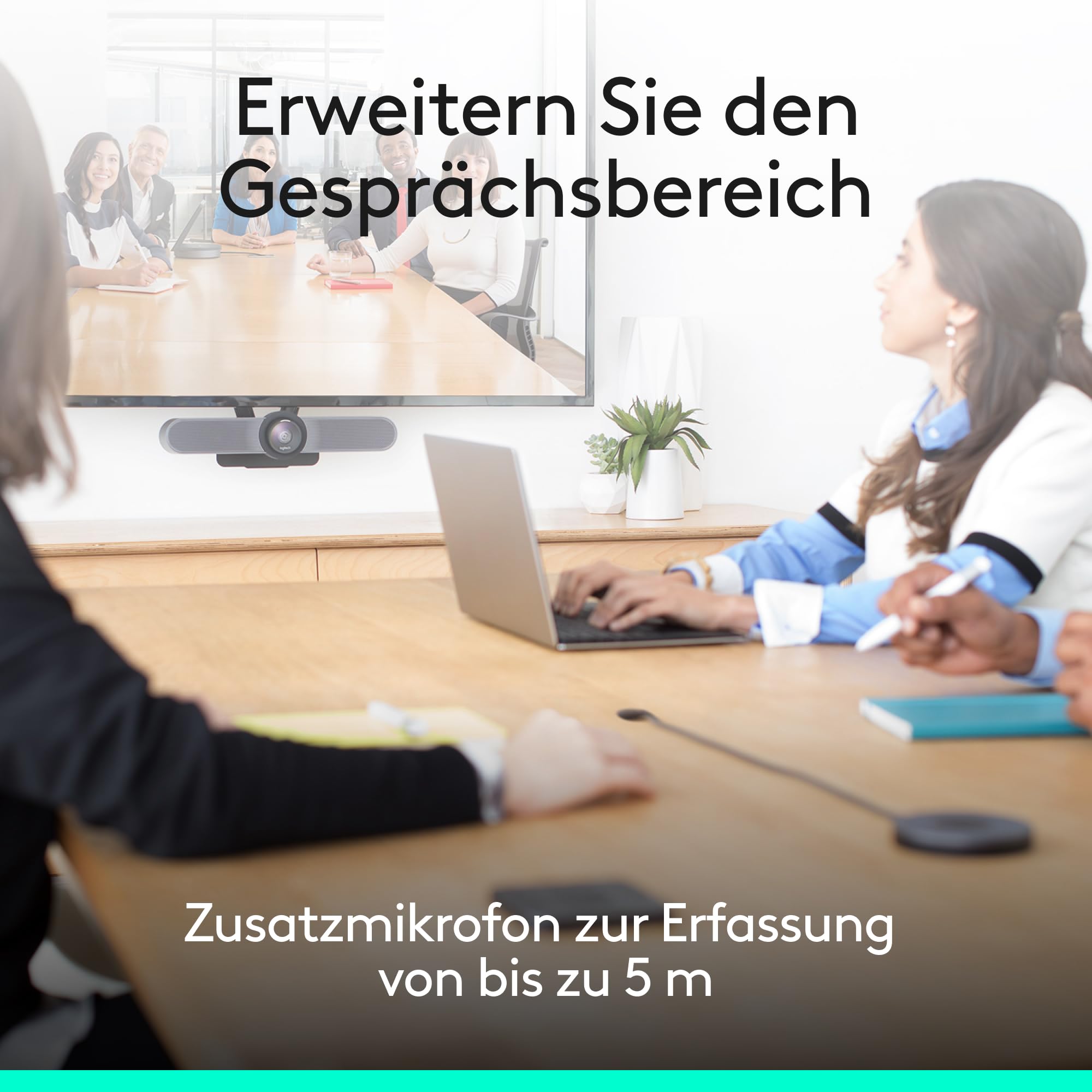 Logitech Business MEETUP Videokonferenz-Webcam,Ultra-HD 4K, 120° Blickfeld,Motorisierte Neigung, Integrierte Lautsprecher,Full Duplex & Advanced Beamforming Mikrofone,kleinere Meetingräume - Schwarz