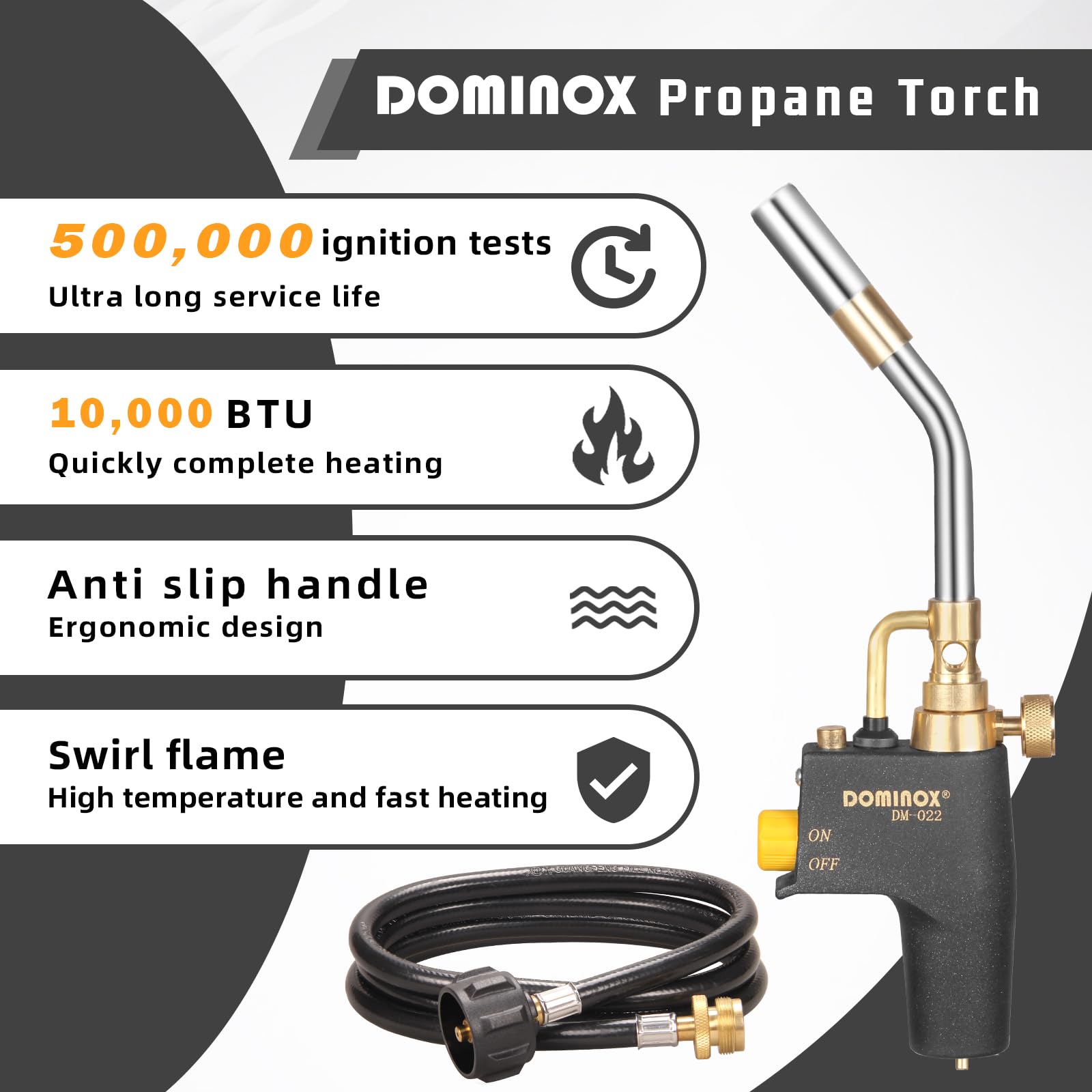 Torcia a propano ad alta intensità con tubo da 1,5 m, torcia a gas per propano, mappa e serbatoio Mapp, kit testa torcia a propano, torcia a gas Mapp per accendere, cucinare, saldare (non