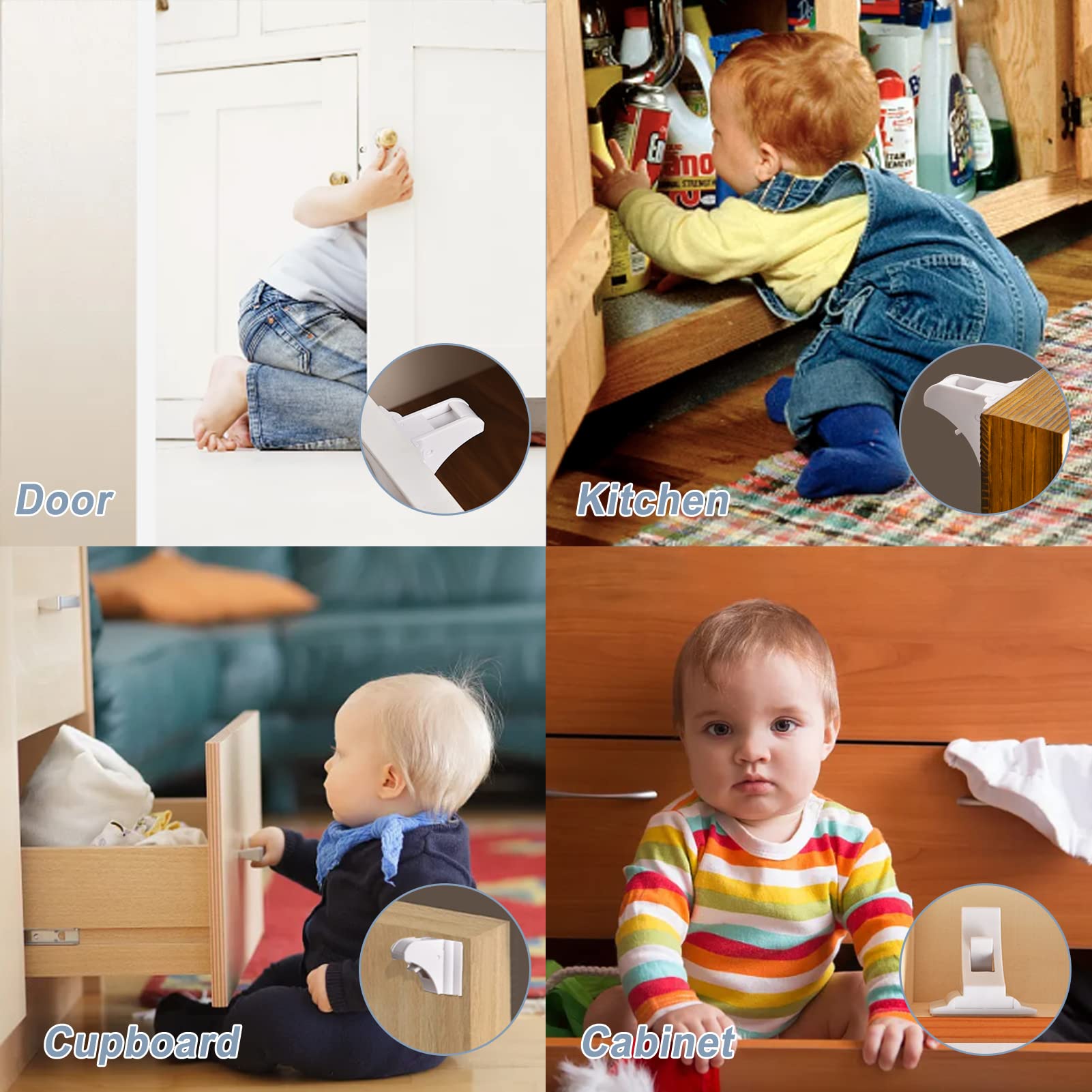 Sécurité Placard Bébé, 12 Serrures + 3 Clés Securite Placard Enfant Bloc Porte Securite Bebe Bloque Porte Bébé Bloc Tiroir Securite Bebe Bloque Tiroir Securite Enfant Magnétique Cabinet de Sécurité